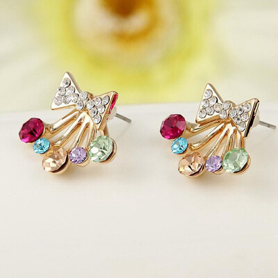

Earrings Fashion Sweet Shiny Diamond Bow Crown Stud Earrings For Women Korean Diamond Jewelry Earrings Birthday Gifts