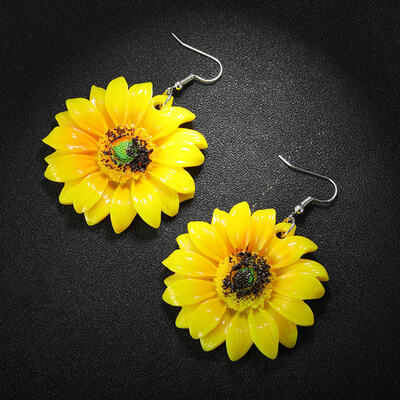 

Korean Fashion Cute Luxury Yellow Sunflower Earrings Resin Cabochon Earring Jewelry Accessories For Wowen Wedding Paty Earrings
