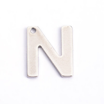 

304 Stainless Steel Letter Charms LetterN 11x9x08mm Hole 1mm