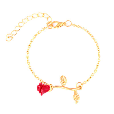 

Fashion Simple Red Rose Flower Hand Cord Bracelet Unisex Pair Hand Chain Jewelry Hot Gift