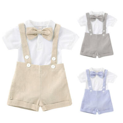 

3Pcs Baby Boy Gentleman Bow Tie Shirt Tops RomperPants Party Formal Set Clothes
