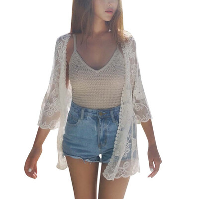 

Toponeto Women Ladies Lace Cardigan Tied Rope Cardigan Jacket Bikini Beach Cardigan
