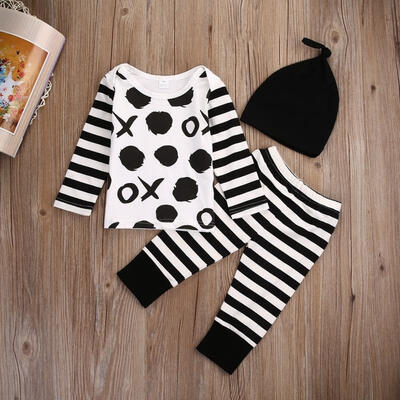 

Newborn Baby Kids Boy Girl Long Sleeve Tops T-shirtPants 3pcs Outfits Set 0-24M