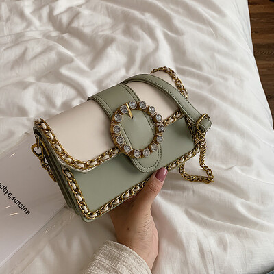 

Summer texture small bag Japanese&Korean hundred chain bag woman 2019 new fashion leisure one shoulder slanted bag