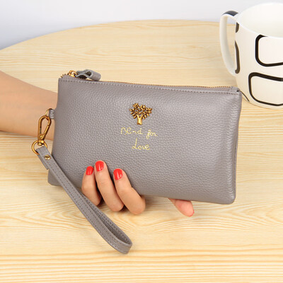 

Factory direct supply 2019 new ladies clutch bag rich tree long section first layer leather wallet leather thin wallet