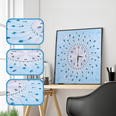 

Siaonvr 5D Special Diamond-Shaped Embroidery Wall Clock DIY Painting Diamond Cross Stitc