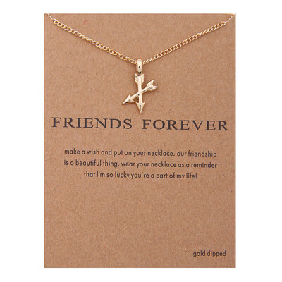 

2017 New Fashion Golden Plated Arrows Cross Friends Forever Alloy Clavicle Short Necklace Pendants Women