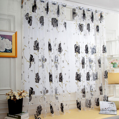 

Siaonvr 1 PCS Vines Leaves Tulle Door Window Curtain Drape Panel Sheer Scarf Valances