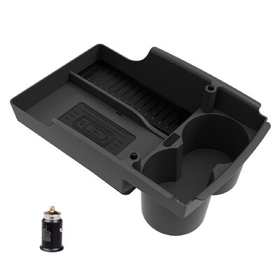 

Wireless Charging Pad Center Console Organizer Armrest Storage Box Holder Container with Phone Charger Replacement for Tesla Model