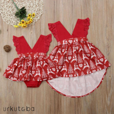 

Sister Matching Newborn Kid Little Baby Girl Romper Party Dress Set New