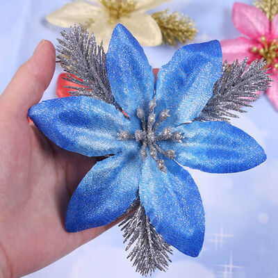 

New 3Pcs Artificial Christmas Flowers Glitter Fake Flowers Merry Christmas Tree Decorations Gift Xmas Ornament 57In