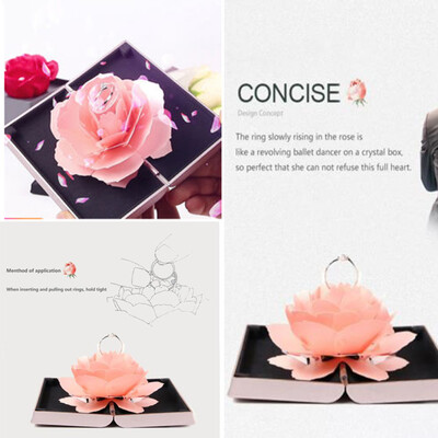 

Toponeto 3D Pop Up Rose Ring Box Wedding Engagement Jewelry Storage Holder Case Bump