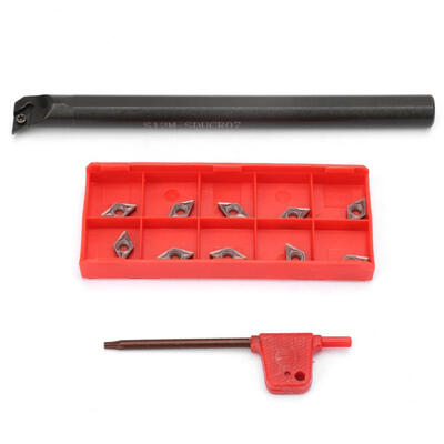 

Greensen S12M-SDUCR0 Lathe Grooving Turning Tool Holder 10pcs DCMT0702 Carbide Inserts Wrench