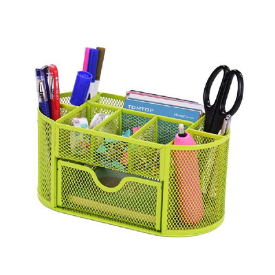 

9 Storage Compartments Multi-functional Mesh Desk Organizer Pen Holder Stationery Storage Container Box Collection Office School