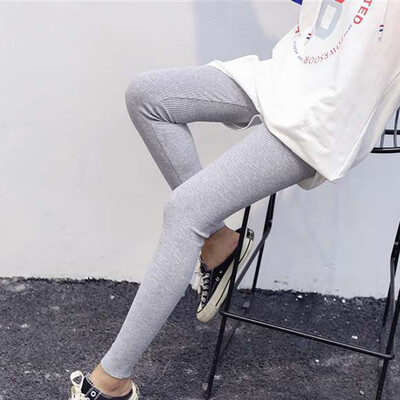 

Women Autumn Solid Leggings Thin Nine-point Thread Thin Vertical Stripes Leggings Keep Warm Breathe&Raise Hips
