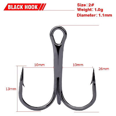 

50PCS Fishing Treble Hooks 246810 Barbed Treble Hooks Fishhooks