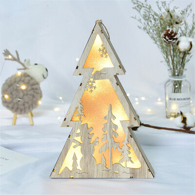 

Tailored LED Light Wood House Cute Christmas Tree Ornaments Window Holiday Decoration