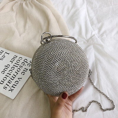 

Diamond Ball bag 2019 Summer Fashion New High Quality Metal Womens Designer Handbag Ring Tote bag Chain Shoulder Messenger bag