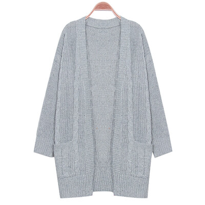 

Toponeto Womens Winter Open Front Solid Pocket Cardigan Long Sleeve Sweater Coat