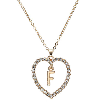 

New Fashion Crystal Initial Personalized Letter Heart Pendent Name Necklace for Women Charm Gold Color Chain Choker Jewelry Gift