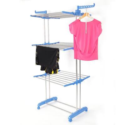 

Foldable 3-Tier Rolling Clothes Drying Rack Laundry Dryer Hanger Airer Compact Storage Steel