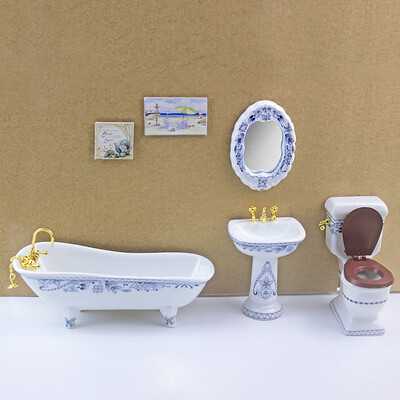 

Siaonvr Doll-house Miniature Scene Model Bathroom Set Decoration Pretend Play Toy