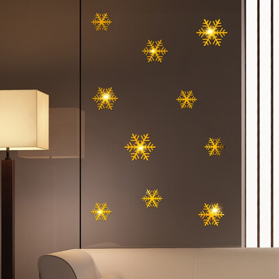 

Siaonvr Gold Silver Snowflake Christmas Wall Sticker Home Decoration Mirror Sticker