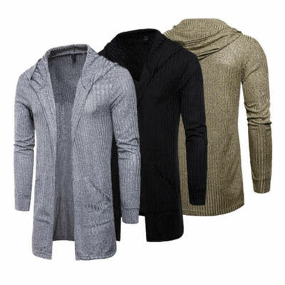 

US Fashion Men Long Knitted Cardigan Slim Fit Jumper Sweater Coat Jacket Outwear