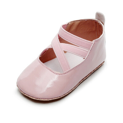 

Baby Moccasins Toddler Girls PU Anti-Slip Shoes Newborn Cross Elastic Princess First Walkers Infant Soft Soled Crib Shoes