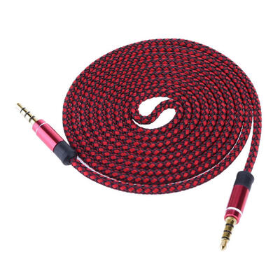 

1pc 35mm Metal Connector Nylon Braided Male to Male AUX Car Audio Cable