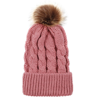 

New Hot Women Winter Racoon Fur Pom Pom Big Ball Knit Beanie Cap Bobble Hat
