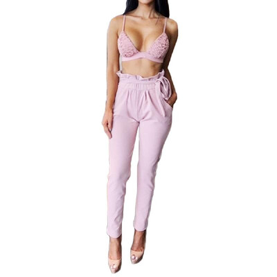 

Women OL High Waist Harem Pants Summer Solid Color Pockets Causal Tights Trousers