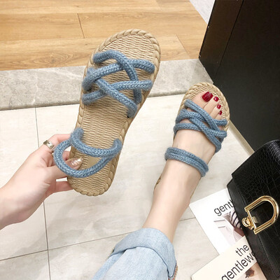 

Summer evening sandals with long skirts fairies flat bottoms ins tide