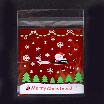

New Christmas Bag Santa Claus Snowflakes Cellophane Gift Cookie Candy Biscuit Bags Ziplock Bags Self Adhesive Candy Gifts Bag