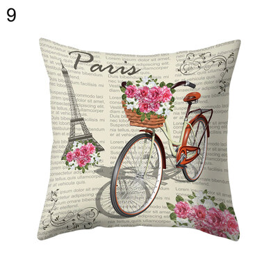 

Bicycle Flower Eiffel Tower Pillow Case Cushion Cover Bed Car Cafe Office Decor