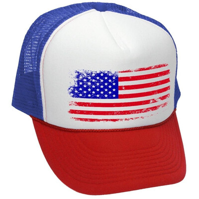 

American Flag - Retro Vintage Patriotic 4th of July Trucker Cap Hat