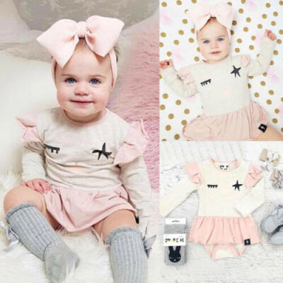 

UK New Infant Newborn Baby Girl Romper Jumpsuit Bodysuit Clothes Headband Outfit