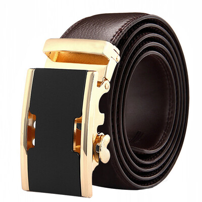 

New 2019 Automatic Buckle Metal brown belt Male Top sale Genuine Leather Belts Men Luxury Famous Brand balck Belt Men