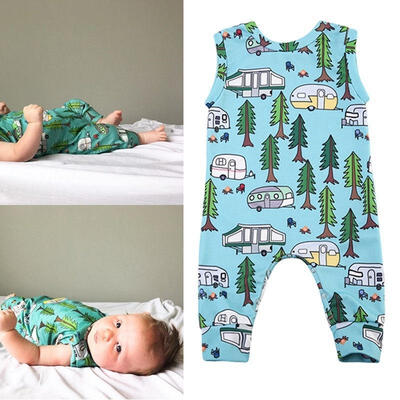 

2018 Sleeveless Newborn Baby Boy Girl Cartoon Romper Bodysuit Jumpsuit Clothes Outfits