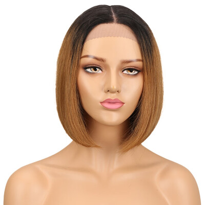

Noble Human Hair Lace Front Wigs For Women Brazilian Remy Hair Straight Short Bob Wig Pre Plucked Black Brown wig free shipping