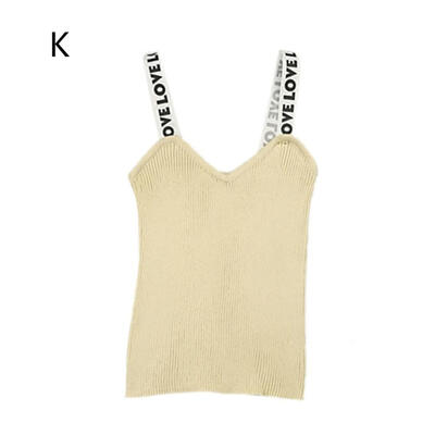 

Popular Fashion  Knit Letter Shoulder Strap Camisole V-neck Womens Camisole