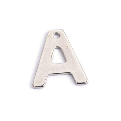 

304 Stainless Steel Letter Charms LetterA 11x10x05mm Hole 1mm