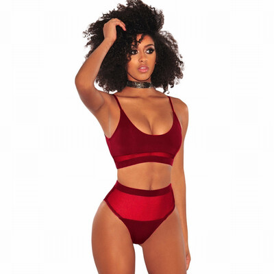 

U-neck sling fishing net with chest pad high waist flat angle split swimsuit