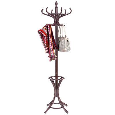 

Wood Standing Hat Coat Rack w Umbrella Stand-Brown