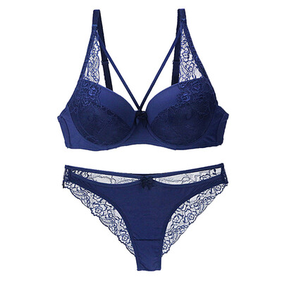 

〖Follure〗Fashion Women Gather Sexy Lace Bra Suits Deep V Lotus Leaf Edge Underwear