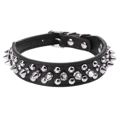 

Bullet Head PU Studded Round Nails Spikes Dog Pet Collar Puppy Necklace