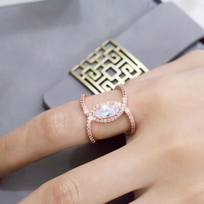 

RingFashion Full Coat Ring Ladies Double Word Ring Silver Cubic Womens Cross Ring
