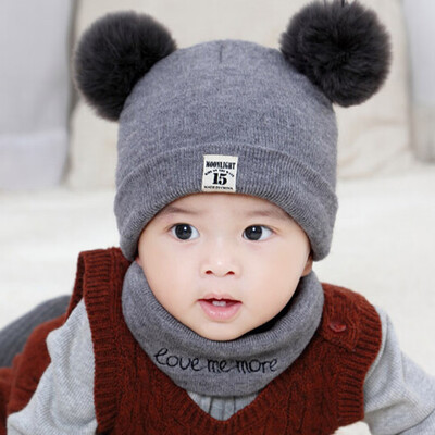 

Newborn Kids Baby Boy Girl Pom Hat Winter Warm Knit Bobble Beanie Cap Scarf Set