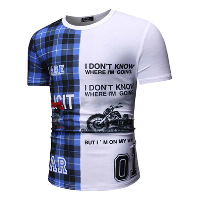 

Toponeto Mens Casual Print Slim Fit Tee Round Neck Short Sleeve Top Shirt Blouse