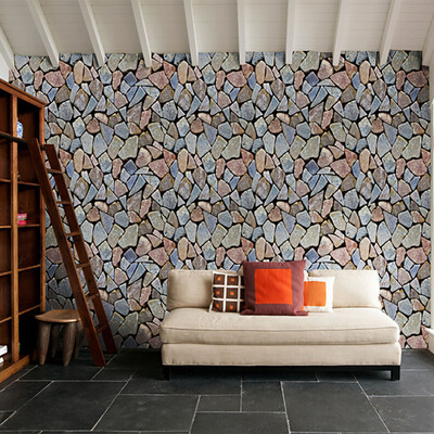

Gobestart 3D Brick Stone Rustic Effect Self-adhesive Wall Sticker Home Decor